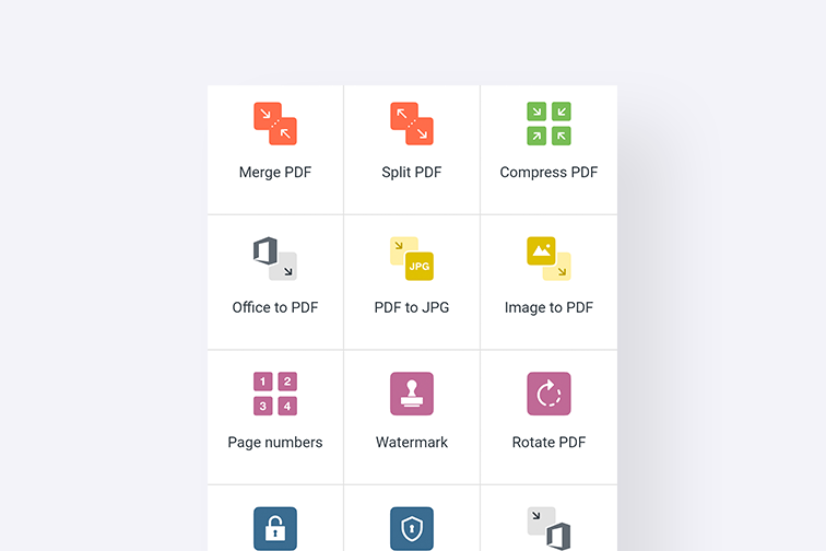 iLovePDF tool grid before redesign